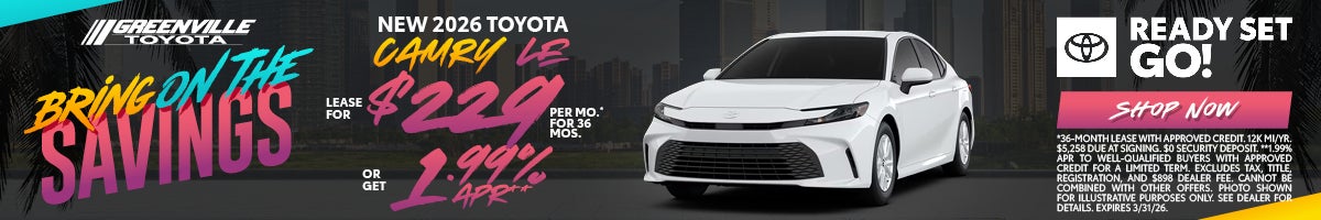 Greenville Toyota 2026 Camry Offer
